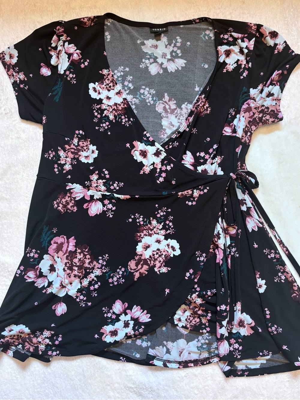Torrid Black Floral Wrap top
